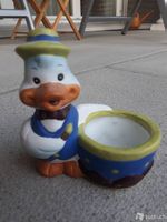 Deko-Ente mit Gefäss / Topf für ein kleines Pflänzchen