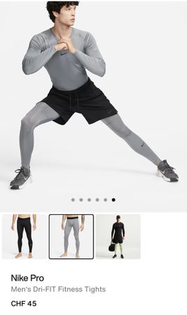 Nike Pro Men's Dri-FIT Training Tights Size:S - Grey - New