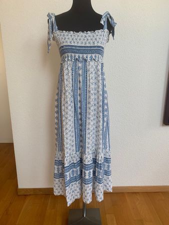 Zara Sommerkleid, blau-weiss gemustert, Grösse S