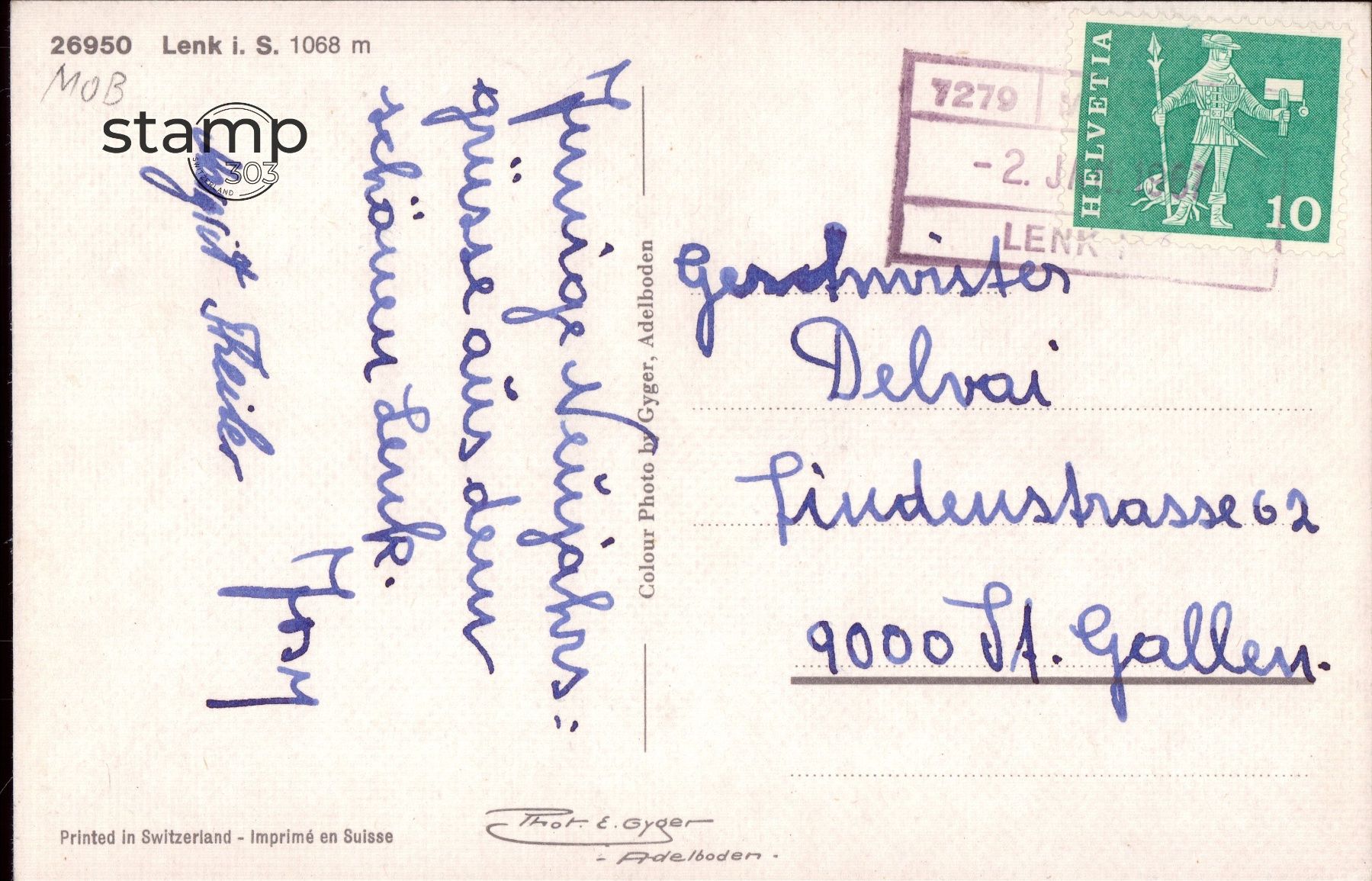 Cartoline postali: 1967 AK Lenk – Usato da Eggersriet venduto da stamp303 1