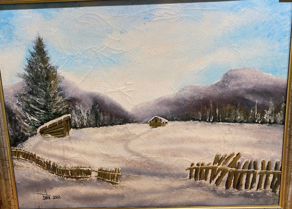 Dipinti: Bata Winterlandschaft 49 x 65 cm Öl / Leinwand – Usato da Baden venduto da Hug_Mee