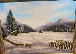 Bata Winterlandschaft 49 x 65 cm Öl / Leinwand