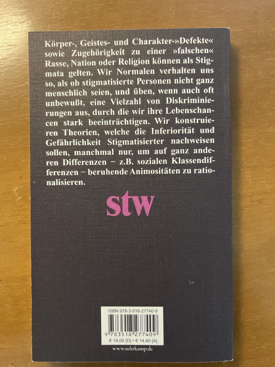 Libri: Erving Goffman Stigma Suhrkamp Taschenbuch Wissenschaft – Usato da Winterthur venduto da Divns 1
