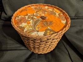 Vintage Korb 70er – Rattan mit Deckel, Kartoffeln Retro