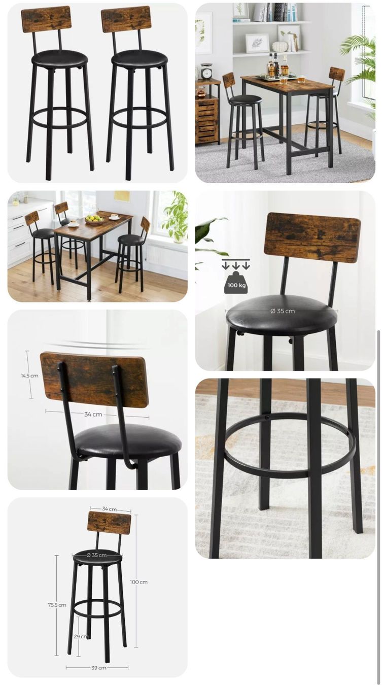 Sgabelli: VASAGLE 2er Set Barhocker Barstühle mit – Nuovo e nell'imballaggio originale da Amriswil venduto da JaJa-Express