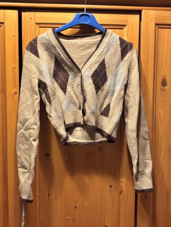 Cardigan losange beige et marron - Taille S