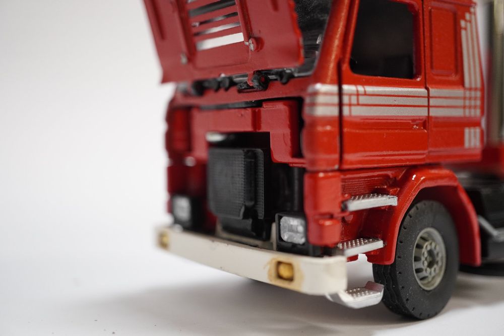 Tekno Holland Scania 143M 500 Avec Remorque Bâchée - Bleu, échelle 1:50, état Correct Dans Boîte