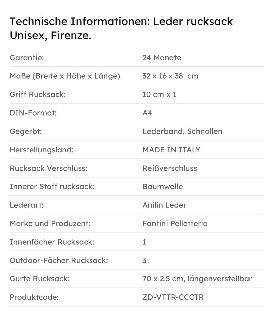 Zaini: Lederrucksack Firenze - Farbe: Braun – Nuovo e nell'imballaggio originale da Wittenbach venduto da WWW.DRILUBAGS.CH 8
