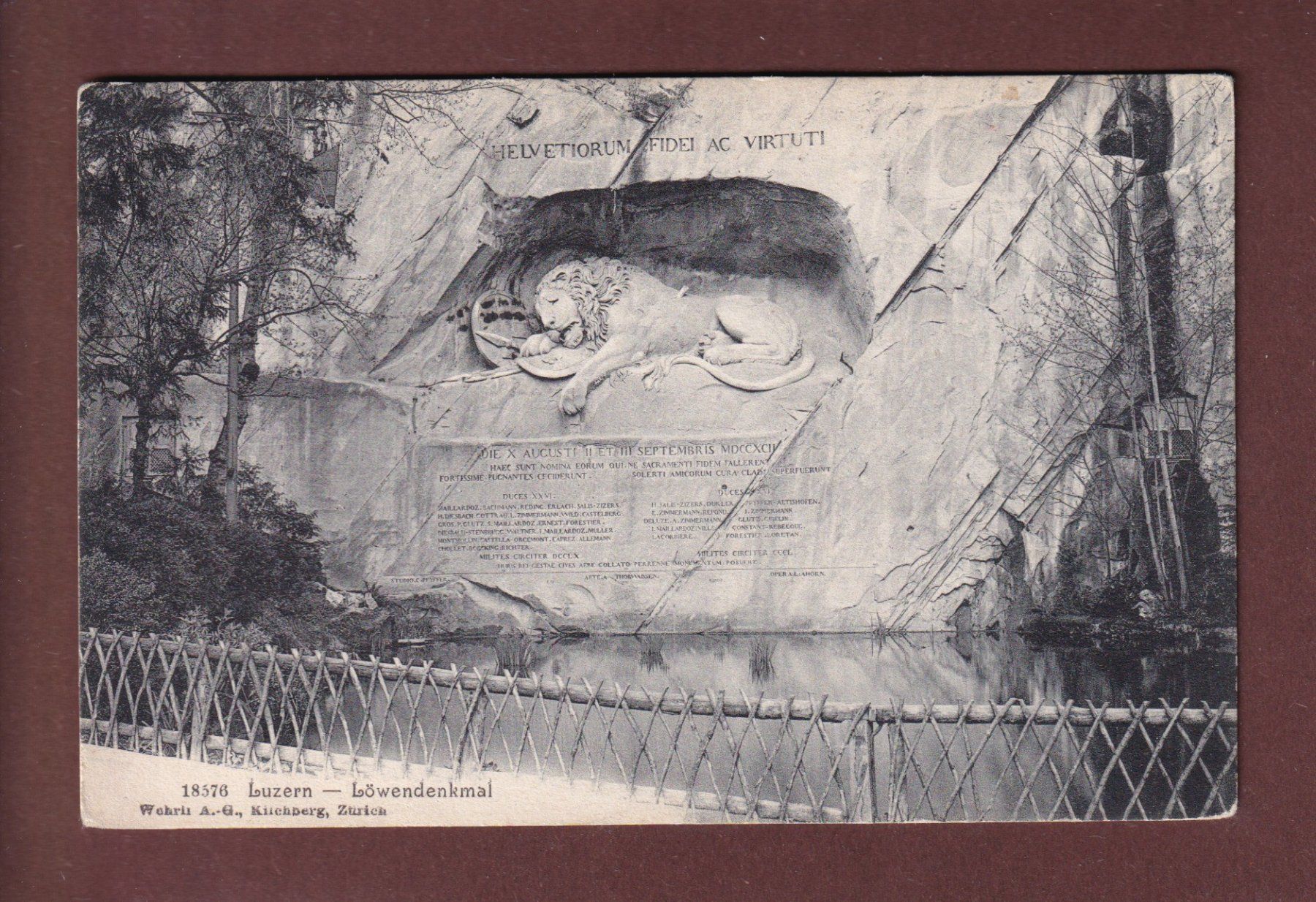 Cartes postales: LUZERN - Löwendenkmal - 1907 – D'occasion à Pully par nicecards-shop