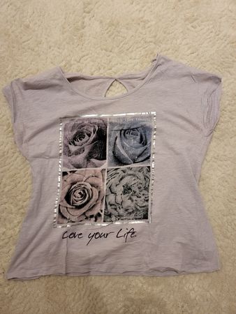 T-Shirt Gr. M mit Rosenmuster "Love your Life"