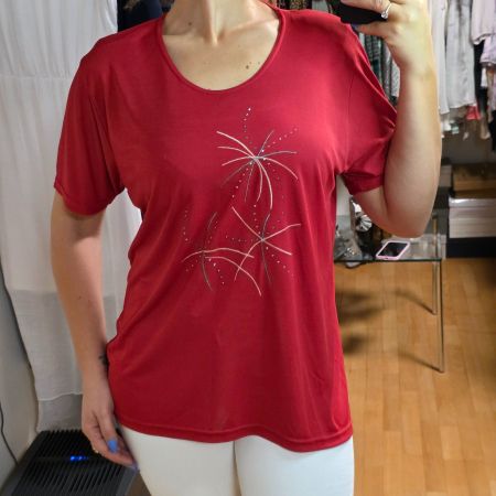 Rote leichte Bluse mit Details – Gr. 42/44