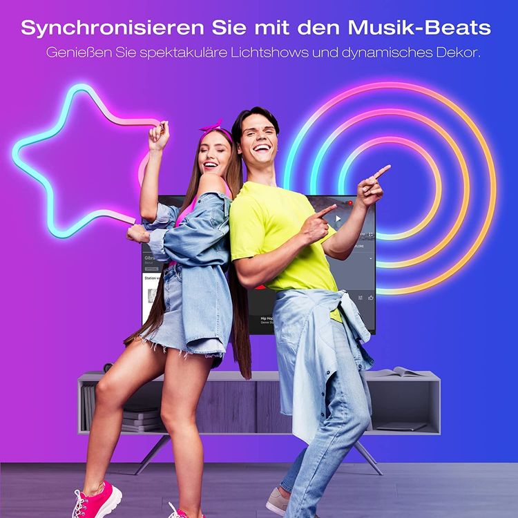 ECD Germany LED Strip RGB 5m - Farbwechsel Beleuchtung Selbstklebend Für Wohnzimmer & TV