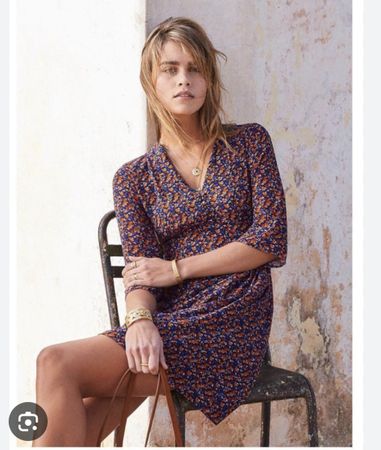 Robe Sezane Ambroise imprimé floral bleu orange taille 38