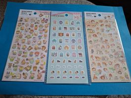 3 sheets Japanese Animal Foods cute stickers/Aufkleber New