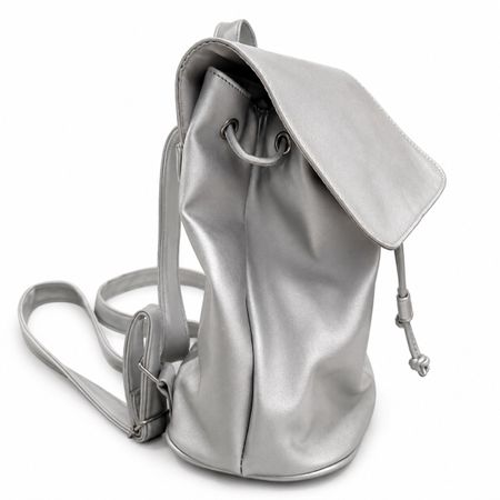 Bershka Rucksack Silber Kunstleder Damen – guter Zustand