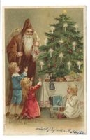 Fröhliche Weihnachten - St. Nikolaus Christbaum - Litho 1902