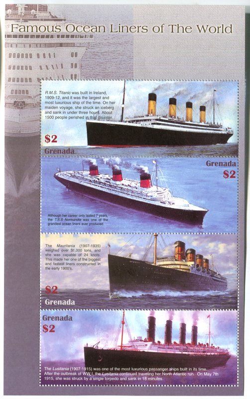 Tutti i francobolli: Block "Titanic, Lusitania". Grenada – Nuovo e nell'imballaggio originale da Basel venduto da Butsch5