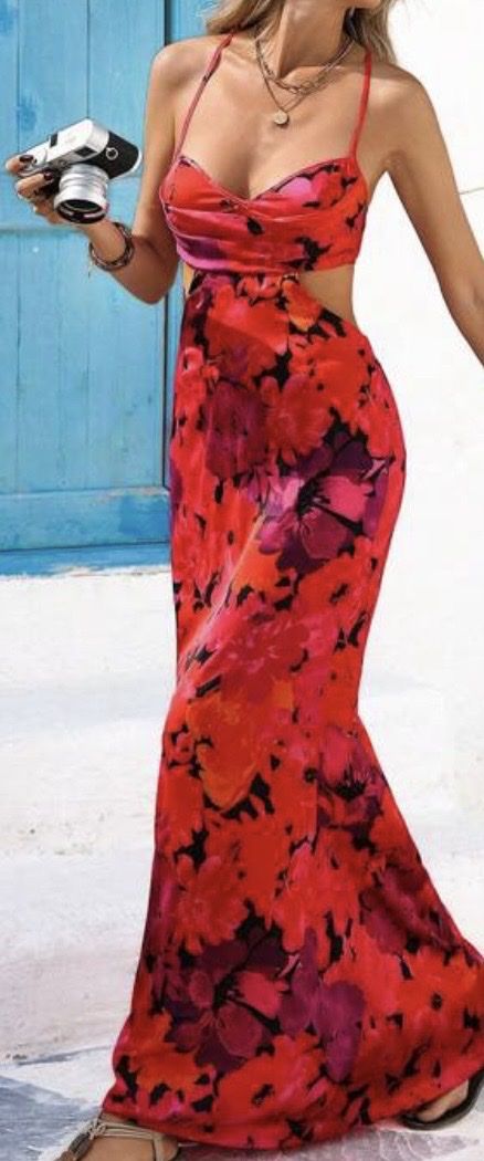 Vestiti: Kleid neu gr m rot Blumen – Nuovo (secondo la descrizione) da Siebnen venduto da fulli2