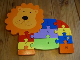 kunterbuntes Holzpuzzle,Löwe,Zahlen lernen,Spass haben!Top!