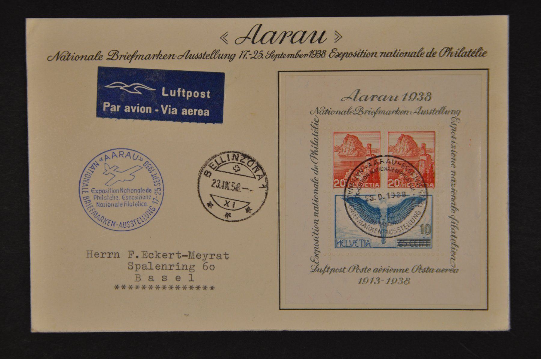 Tutti i francobolli: 1938 W11 Flugbeleg – Usato da Wolfhalden venduto da Zinauktion