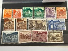1934 - 38: 13 Dienstmarken Liechtenstein mit sauberem Falz