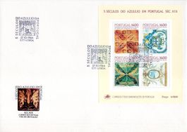 PORTUGAL 1984 BRIEFMARKENBLOCK FLIESEN AUSGABETAG - E566