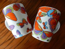 Mug Teetasse mit Schmetterlinge 2 Stück Sammeltasse Tasse