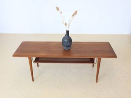 Peter Hvidt für France & Søn FD-516 Couchtisch | Teak Rattan