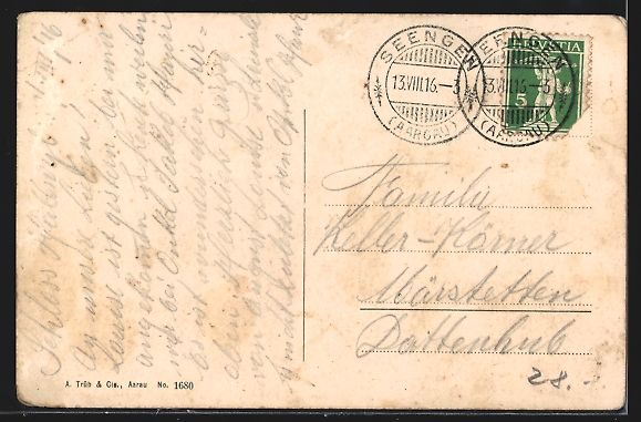 Cartoline postali: Seengen, Hirsch im Hirschpark, Panorama  – Usato da Berlin venduto da bartko-reher 1