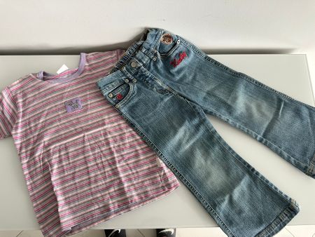 Süsses Mädchen Set Gr.104 Shirt & Jeans Hose mit Pferd Katze