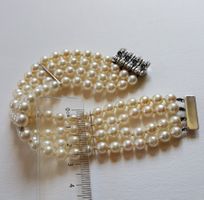 18 Karat 750 Wiess Gold Perlen Armband Mit Saphire