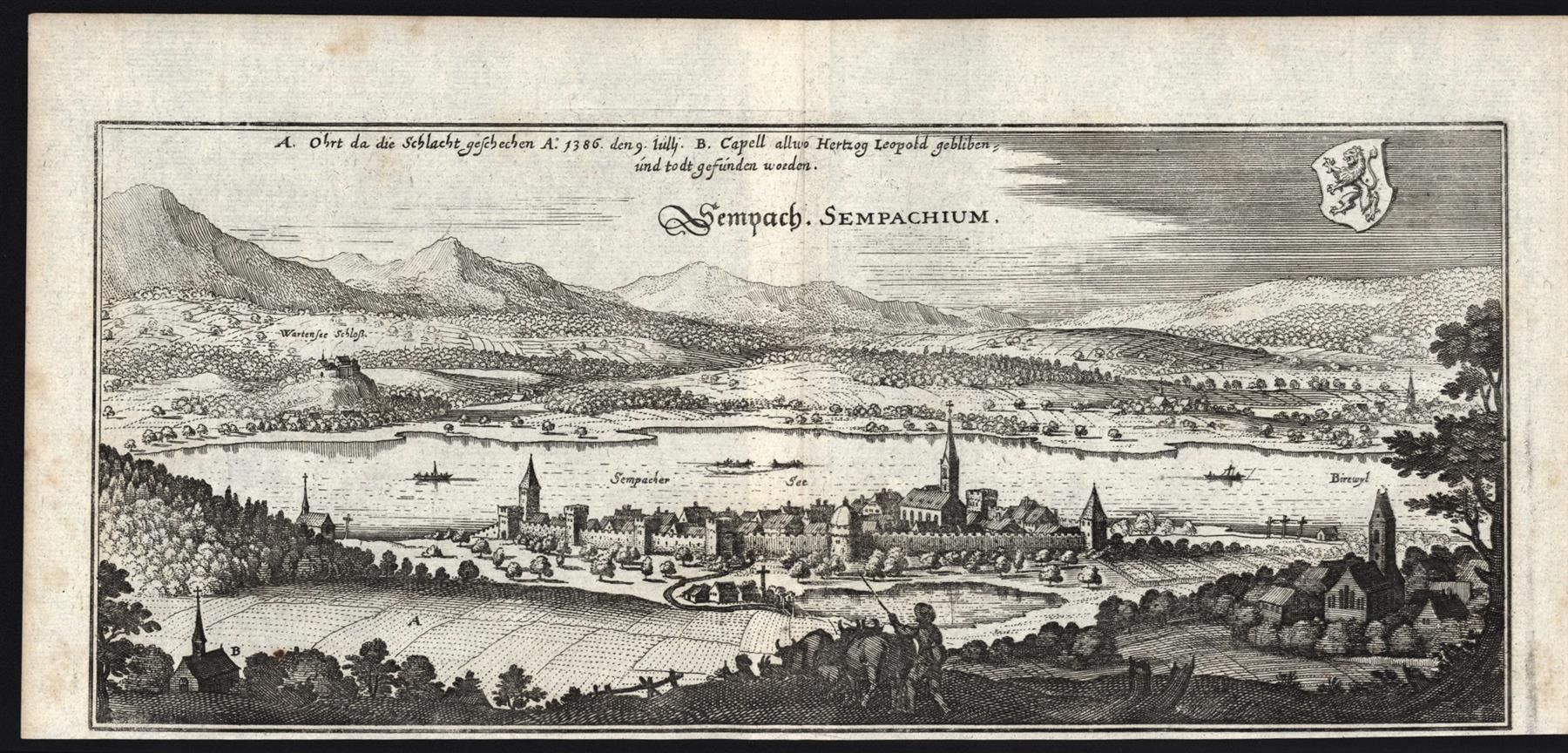 Incisioni: Sempach Kupferstich von Merian – Usato da Rafz venduto da Helvet32