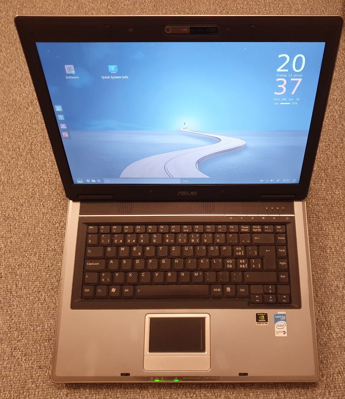 Asus Notebook: ASUS F3J, MX-Linux, Nvidia GeForceGo 7300 64MB – Usato da Winterthur venduto da E-Frosch