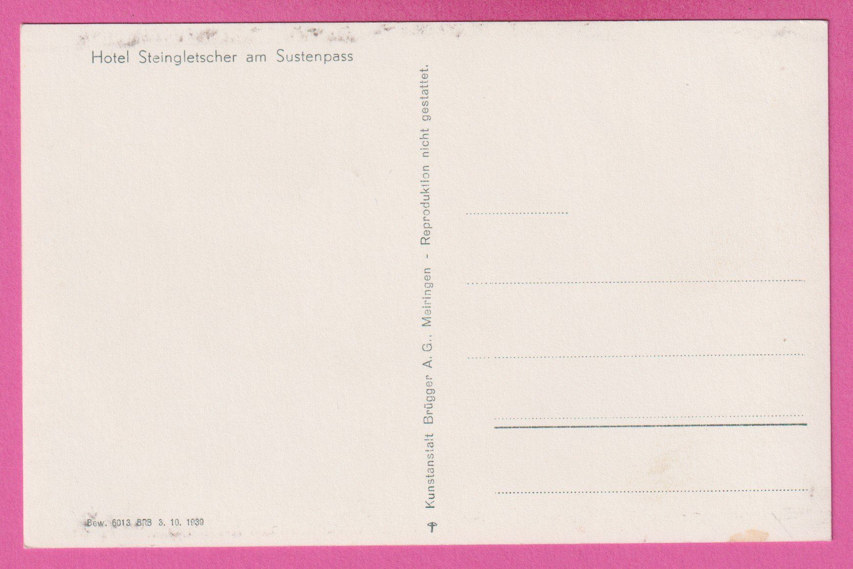 Cartoline postali: Hotel Steingletscher am Sustenpass mit Skifahrer – Usato da Einsiedeln venduto da dillie 1