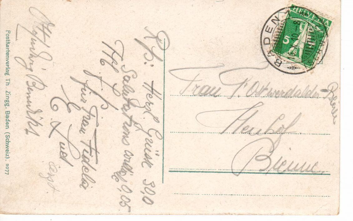Ansichtskarten: Et. Baden 1910 – Gebraucht aus Wolhusen von Curver9 1