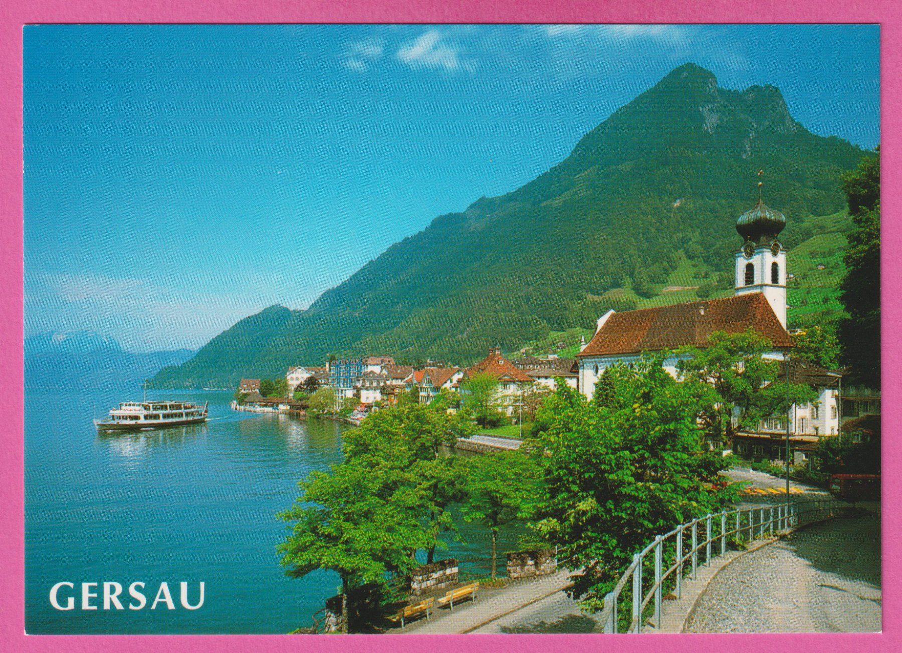 Ansichtskarten: Gersau Vierwaldstättersee mit Schiff – Gebraucht aus Einsiedeln von dillie