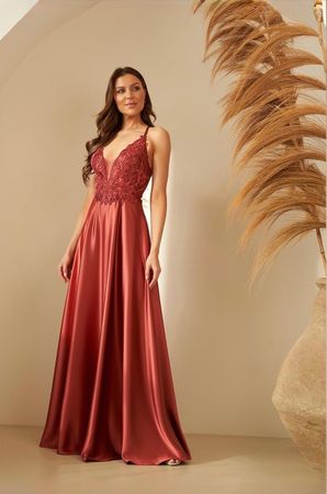 Atemberaubendes Kaminrotes Kleid - Größe 40