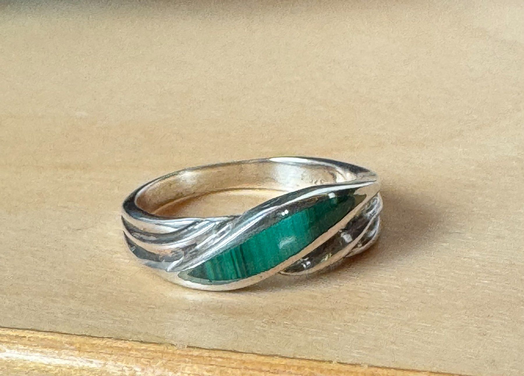 Anelli: 925 Silberring mit Malachit Ringgrösse 50 – Usato da Unterseen venduto da bongmarley 1