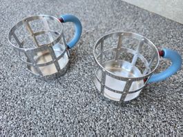 2x Vintage Alessi Edelstahl-Halterungen Michael Graves