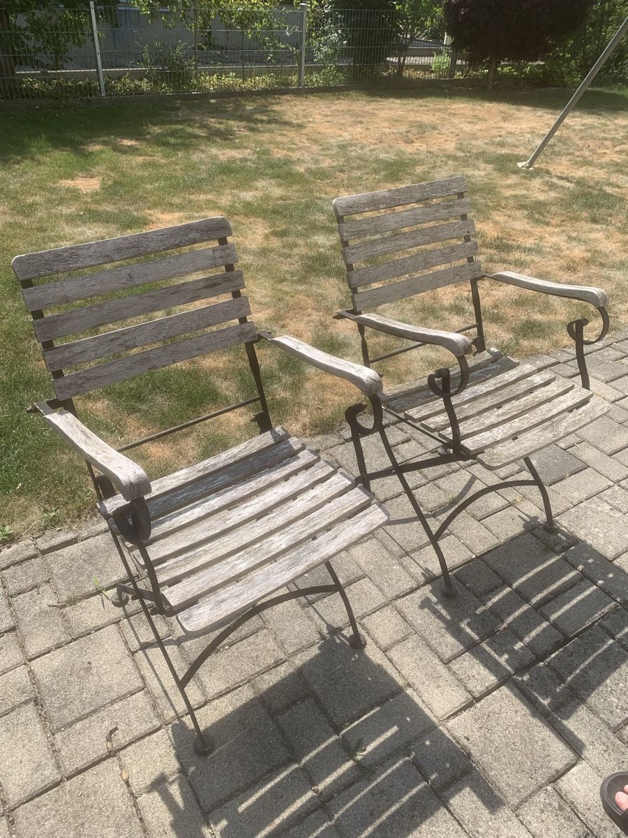 Sedie: Gartenstühle Holz Metall 2er Set gebraucht – Usato da Langenthal venduto da grisini01 1