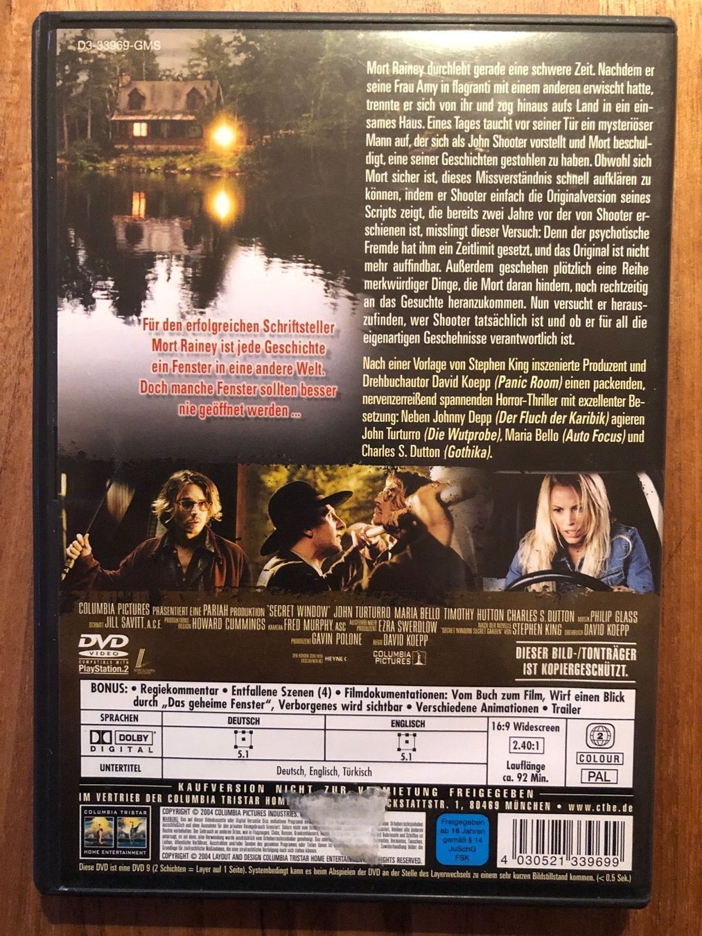 Tutti i DVDs: DVD Das geheime Fenster – Usato da Belp venduto da brb66 1