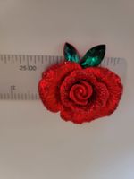 Broche fleur rouge vintage avec strass