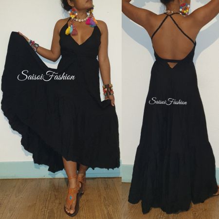 Sommer Boho,Strand black Maxikleid XS-L