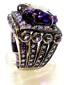 Anelli: Ring mit Amethysten in rhodiniertem Silber 925 Grösse 57 – Nuovo (secondo la descrizione) da Zürich venduto da Bieter04 1
