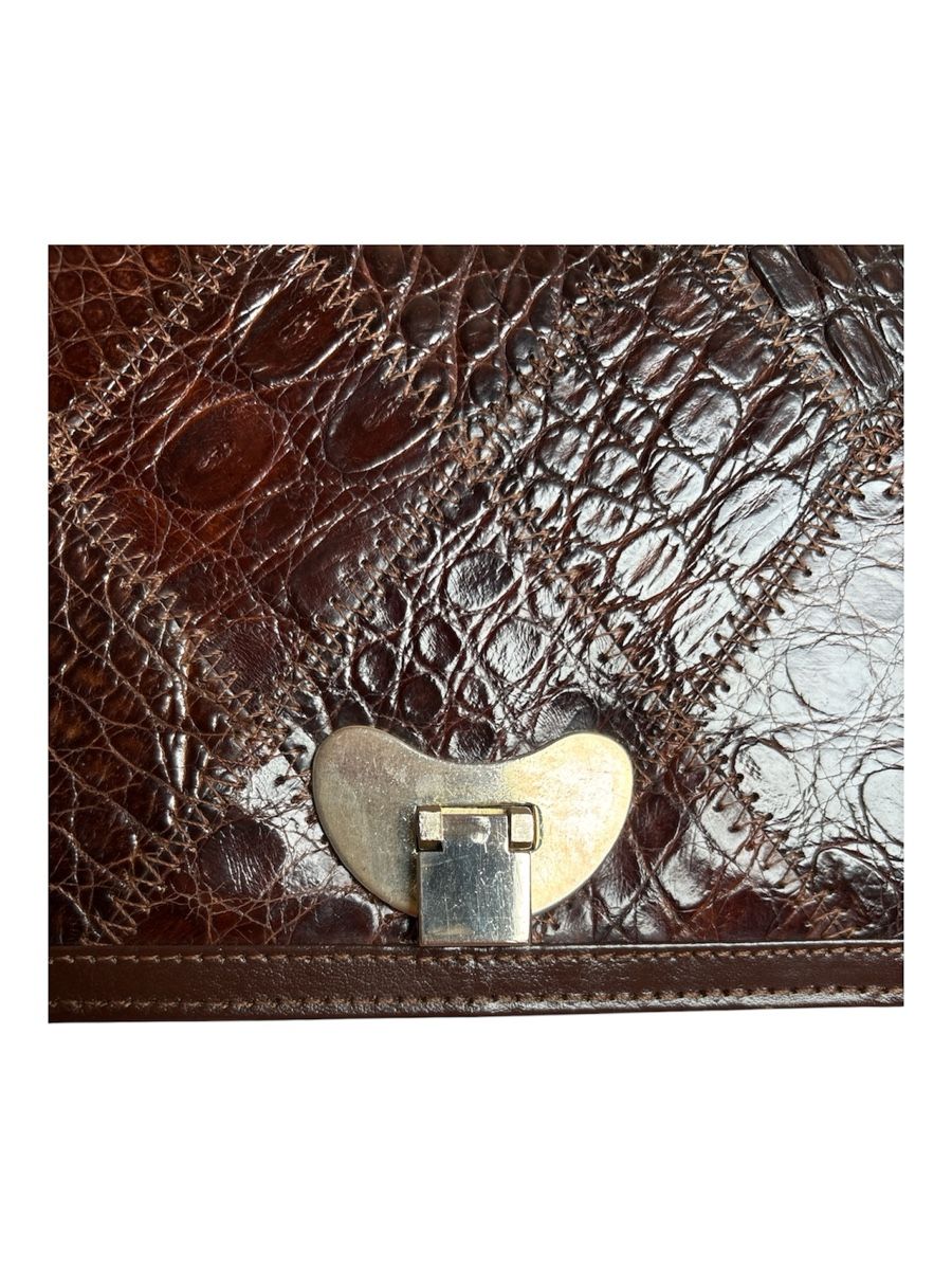 Taschen für Damen: Vintage Brown Patchwork Leather Clutch – Gebraucht aus Regensdorf von heg_h8cq 5