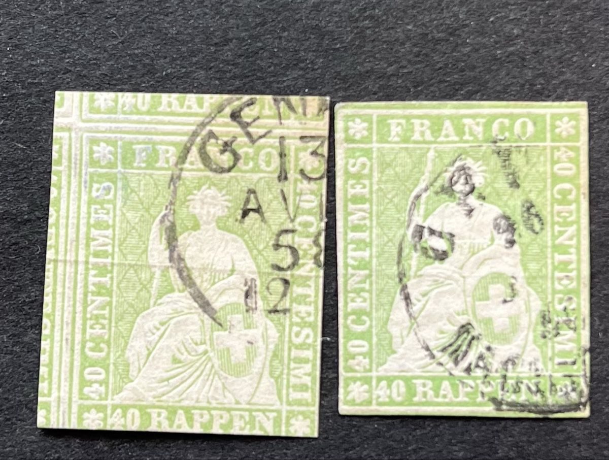 Alle Briefmarken: 2x Strubel 26C Oblitérés Cat. 280.-  – Gebraucht aus Sottens von thigroux