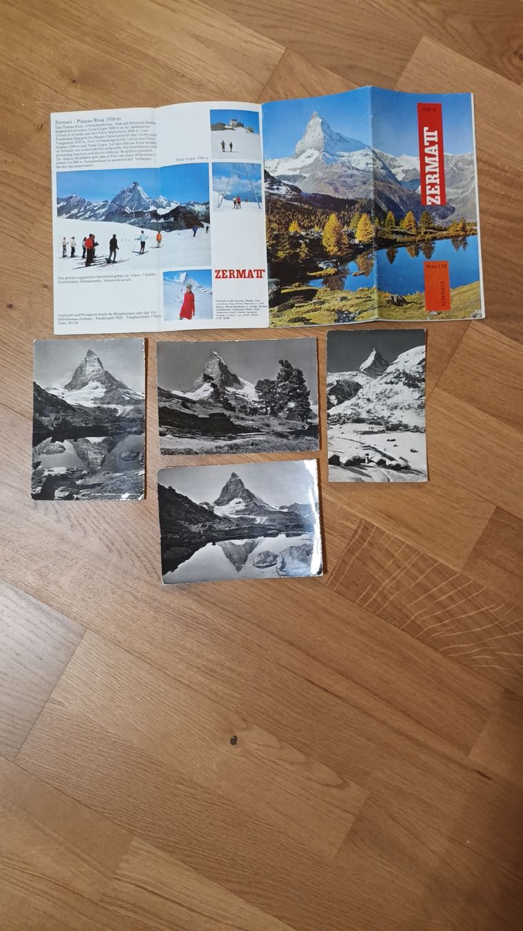 Documenti: 1 Prospekt von Zermatt+4 Ansichtskarten vom Matterhorn – Usato da chur venduto da erika025