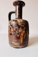 Vintage Ruscha Keramik Vase mit Henkel, Braun, Deko