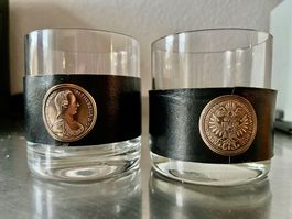 2er Set edle antike Whisky Tumbler/Gläser mit  Manchetten