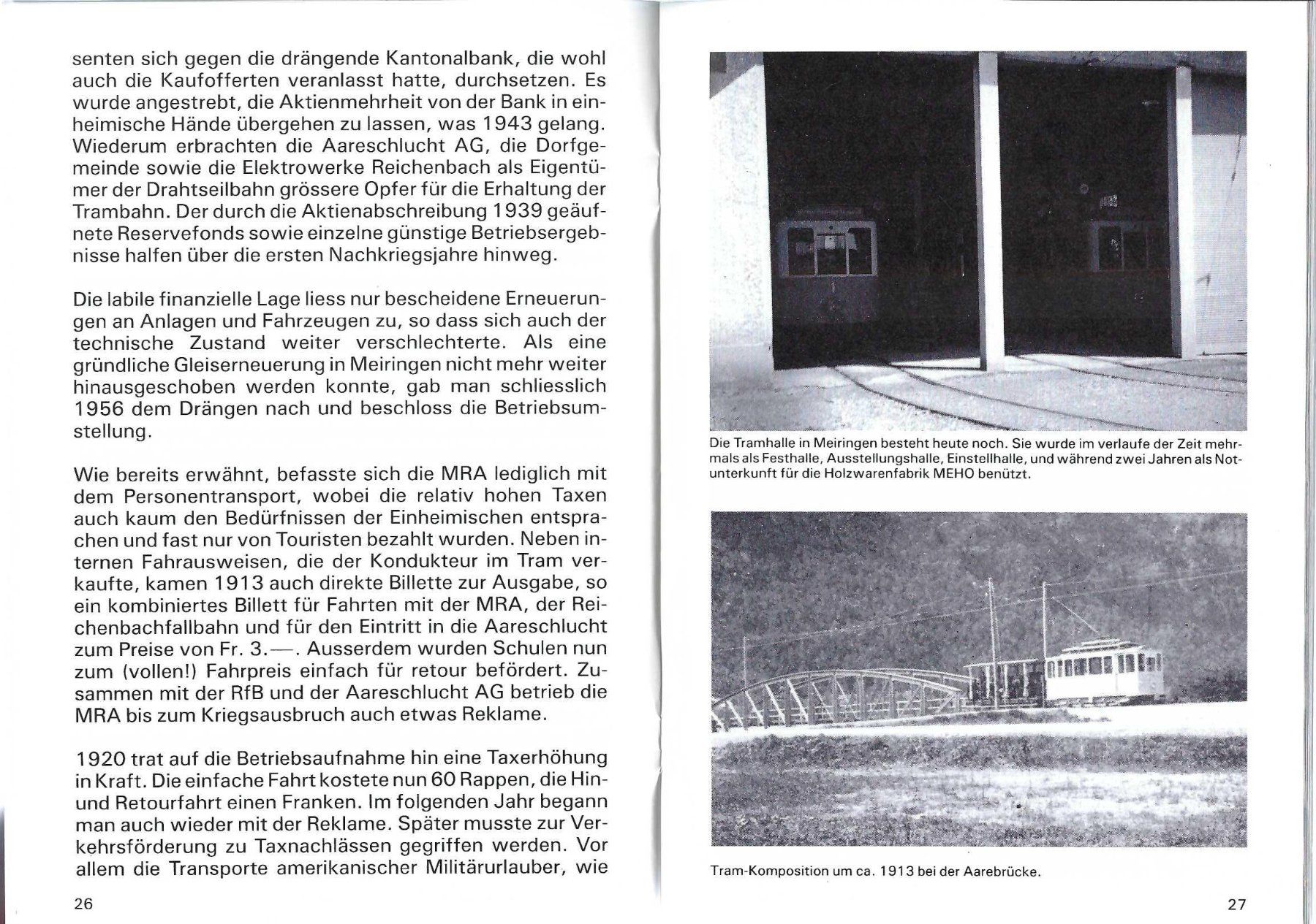 Libri: Die Trambahn Meiringen - Reichenbach - Aareschlucht. – Usato da Horw venduto da SwissSteamMemories 1
